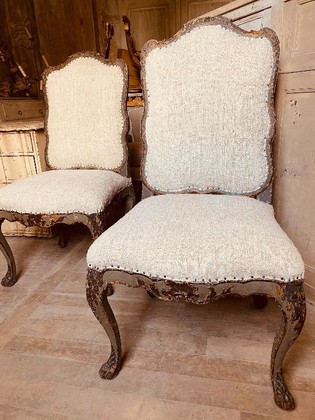 Paire de chaises italiennes XVIIIÈME recouvertes de chanvre ancien ..